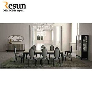 Resun white long dining table chair set