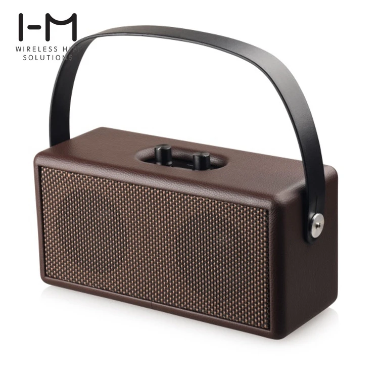 Retro Wood Dual Speaker Bluetooth Speaker Radio Home Speaker Computer Mobile Phone Outdoor Portable Leather Subwoofer Audio