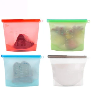 Reusable Food Vegetable  Freshness Fresh Silicone Food  Storage Bag With Zip Lock