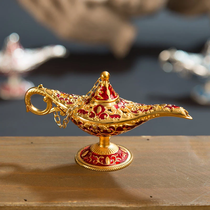 Russian hollow wishing lamp Metal Handicrafts Furniture Decoration Gift Enamel Aladdin&#x27;s lamp Metal Crafts