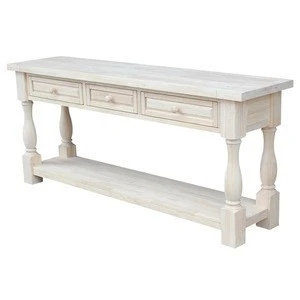 Rustic Living Room Furniture Three Drawers Distressed White Console Table Mango Wood Entry Way Table
