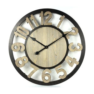 Rustic style Mechanical style clock display wood wall clock