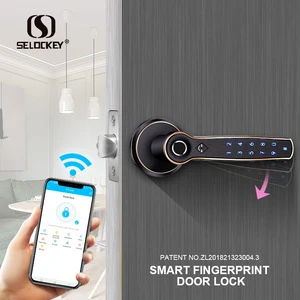 s1580 stainless steel password European hot sell fingerprint door handle and locks digital wooden door lock bloqueio inteligente