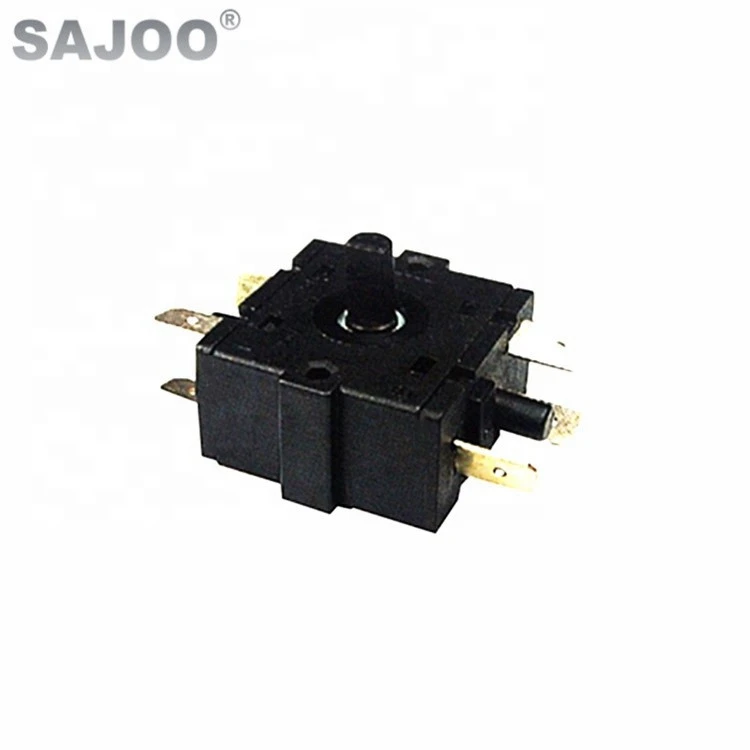 SAJOO Momentary Rotary Switch Selector 16A 250VAC 5 Pin 3-Position Electrical Safety Black Shell SMD Oven Parts Rotary Switches