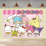 Sanrios Kuromi Mymelody kawaii Cartoon Tapestry Wall Hanging Girls Anime Wall Carpets yoga mat Room Dorm Decor Blanket Wall Rugs