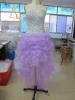 Satin Organza Strapless Sweetheart Sequin Bodice Ruffled Prom Dress Lilac High Low Homecoming Dresses