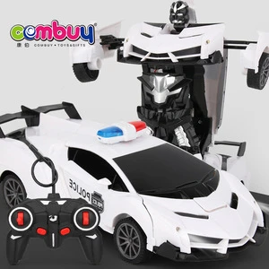 Scale 1/16 light toy robot white police RC car transformation