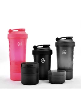 Shaker Bottle with Storage for Powder Protein Mixer Shaker Bottle,3 in 1 Shaker Cup with Twist and Lock Protein Box