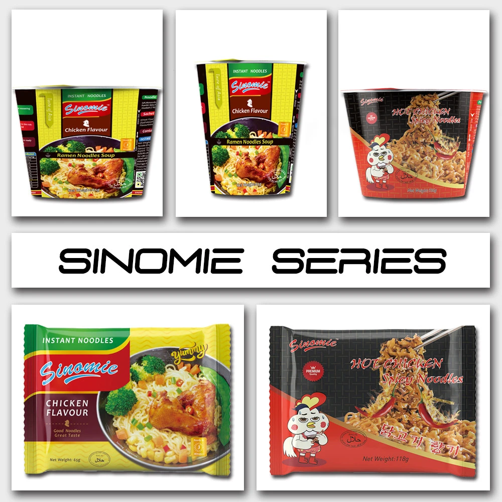SINOMIE Brand HALAL 3 Minutes Manufacturer Wholesale Oil Fried Type Chicken Flavour Ramen Instant Noodles