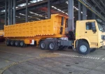 sinotruck 420 hp 70ton  6 axle trailer dump truck for Manganese ore