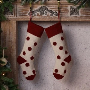 SJ0951good quality red knitting acrylic fibers Santa candy sock ornaments polka dot Christmas stocking