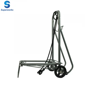 small size foldable crooked handle luggage barrow with PU wheels