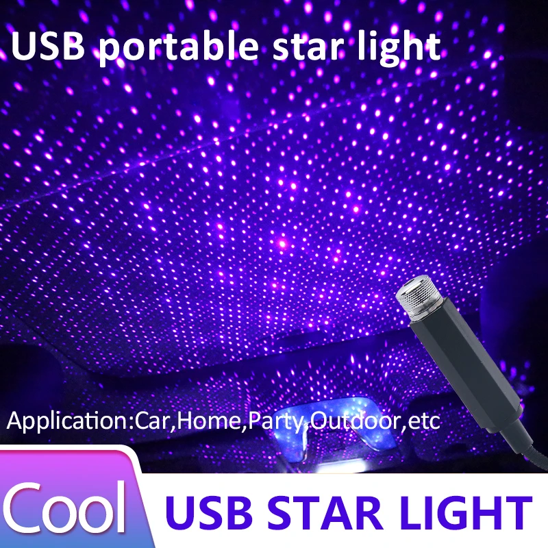 Small weight USB led car light colorful effect black USB disco light projector