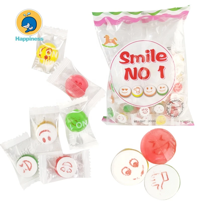 Smile candy fruit flavor hard candy in bags