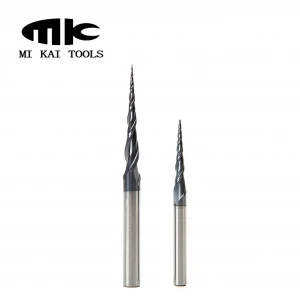 Solid Carbide Metal Cutting Tool 2 Flute Taper Ball Nose End Mill With Coating