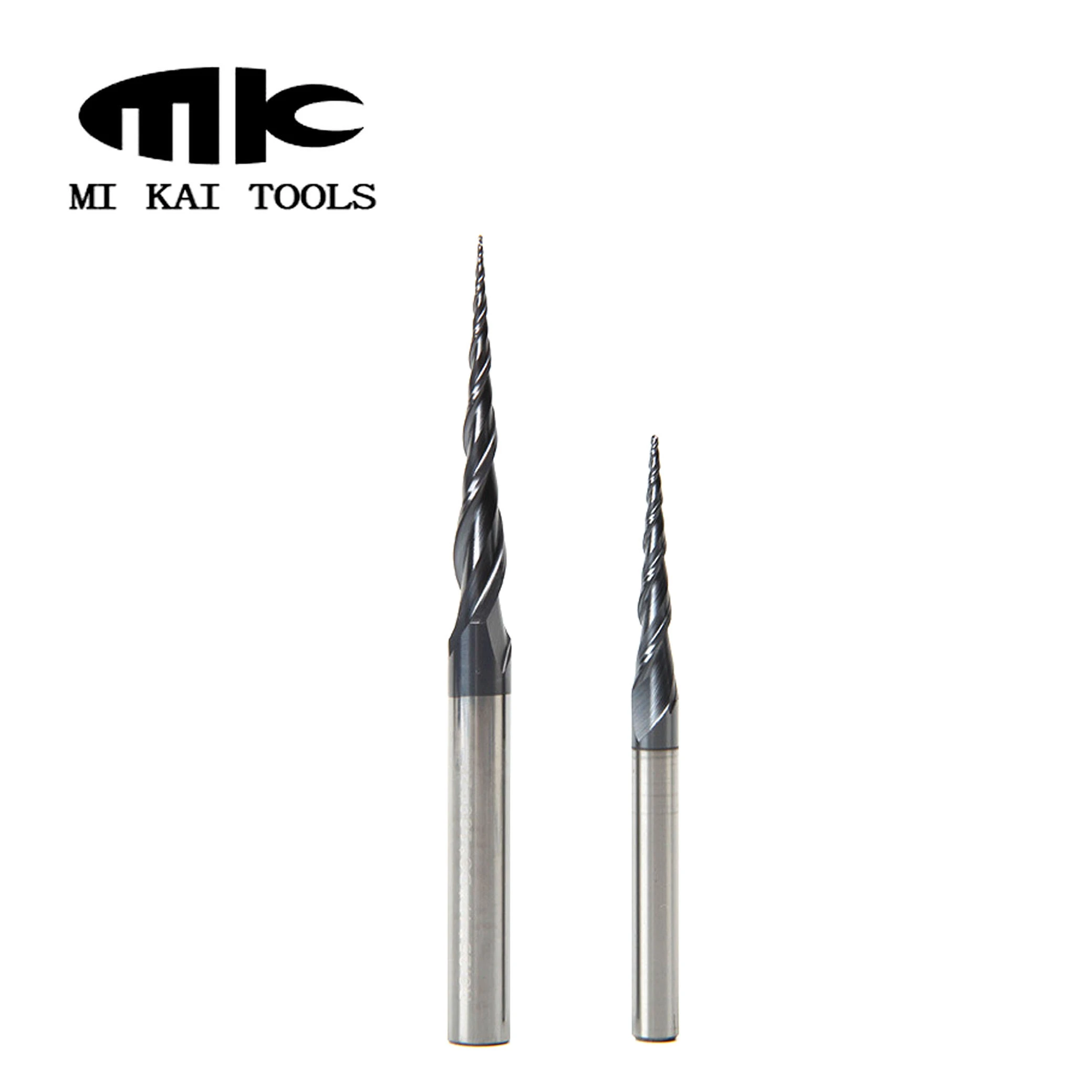 Solid Carbide Metal Cutting Tool 2 Flute Taper Ball Nose End Mill With Coating