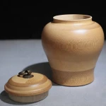 Solid wood bamboo tea jar handmade tea box sealed jar high-end pull ring portable travel coffee candy bucket gift box with lid