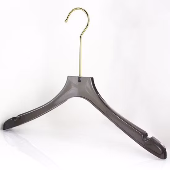Import Acrylic Plexiglass Top Clothes Hangers with Metal Long Hook and Extra Wide Shoulders in Black/White/Blue Transparent Finish for Coats/Shirts/Blouse of Adult from China