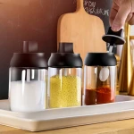 Spice Jars Empty Square Shaker Lids and Airtight Metal glass spice bottles spice containers