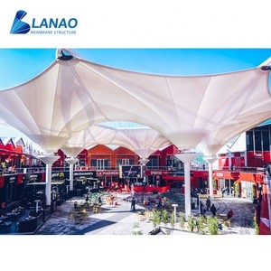 Buy Square Tensile Membrane Canopy Large Patio Cement Base Steel ...