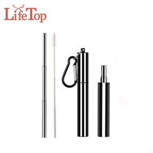 Stainless Steel Drinking Straws Reusable Telescopic Straw With 1 Case,1 Cleaning Brush,1 Keychain