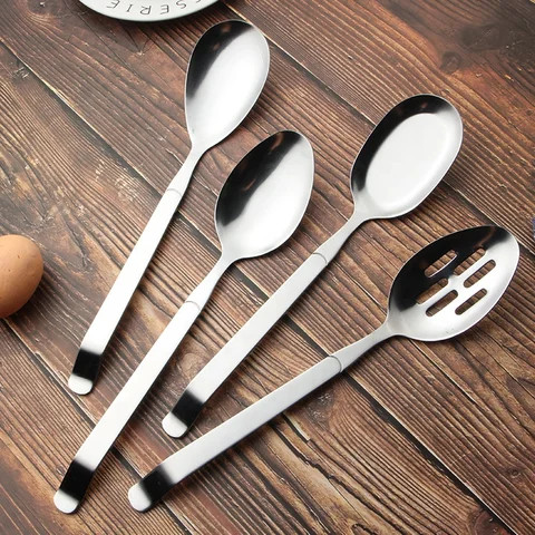 Buy Stainless Steel Serving Spoon Set, Buffet Salad Rice Kitchen Spoon ...