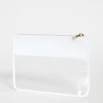 Stock Chenille Patches Clear Waterproof PVC Zipper Toiletry Carry Pouch Portable Makeup Organizer Bag Cosmetic Bag transparent