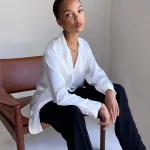 Stylish Loose Turn Down Collar Buttons Lady Blouse Spring Vintage Solid Silk Women Tops