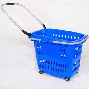 Support custom four-wheel trolley shopping basket for supermarket