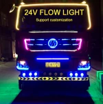 TECKZOOM 24V RGB Colorful dream color LED Grill Turn Signal Brake Backup DRL Light Strip for Truck