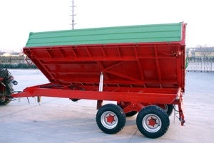 tractor hydraulic farm tandem tippping trailer, tipping wagon, dump trailer, dump wagon from 2Ton~8 Ton, rear and side tipping
