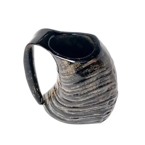 Tradnary Handmade Natural Viking Drinking Black & Whitish Horn Mug for Beer Wine In Simple Design Horn Mugs Mugs For Home Hotel