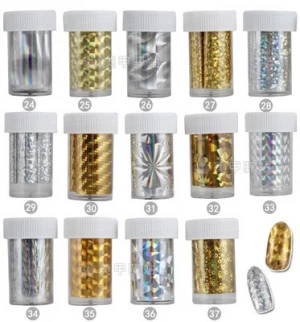 TSZS 1.2m *4cm Nails beauty supply laser gold Silver foil roll Transfer DIY Nail Decals Decoration
