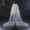 Tulle Lace Appliqued Scalloped Long Lace Trim Wedding Veil 3M 4M 5M With Comb