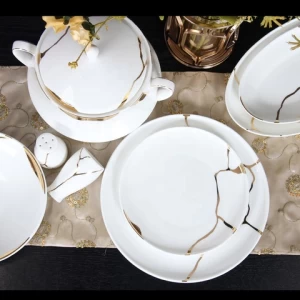 Turkish Style 60 pcs Dinnerware Sets Fine Bone China Porcelain Dinner Set Party Wedding Fashionable Tableware Set