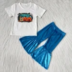 Two Pieces T-Shirt and Pants Milk Silk Children Baby Girls Clothing this Summer Wholesale Boutique New Design
