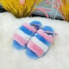 USA Soft fluffy slippers outdoor fashion sheep wool slippers slides sandals with shoestring for women kids babys