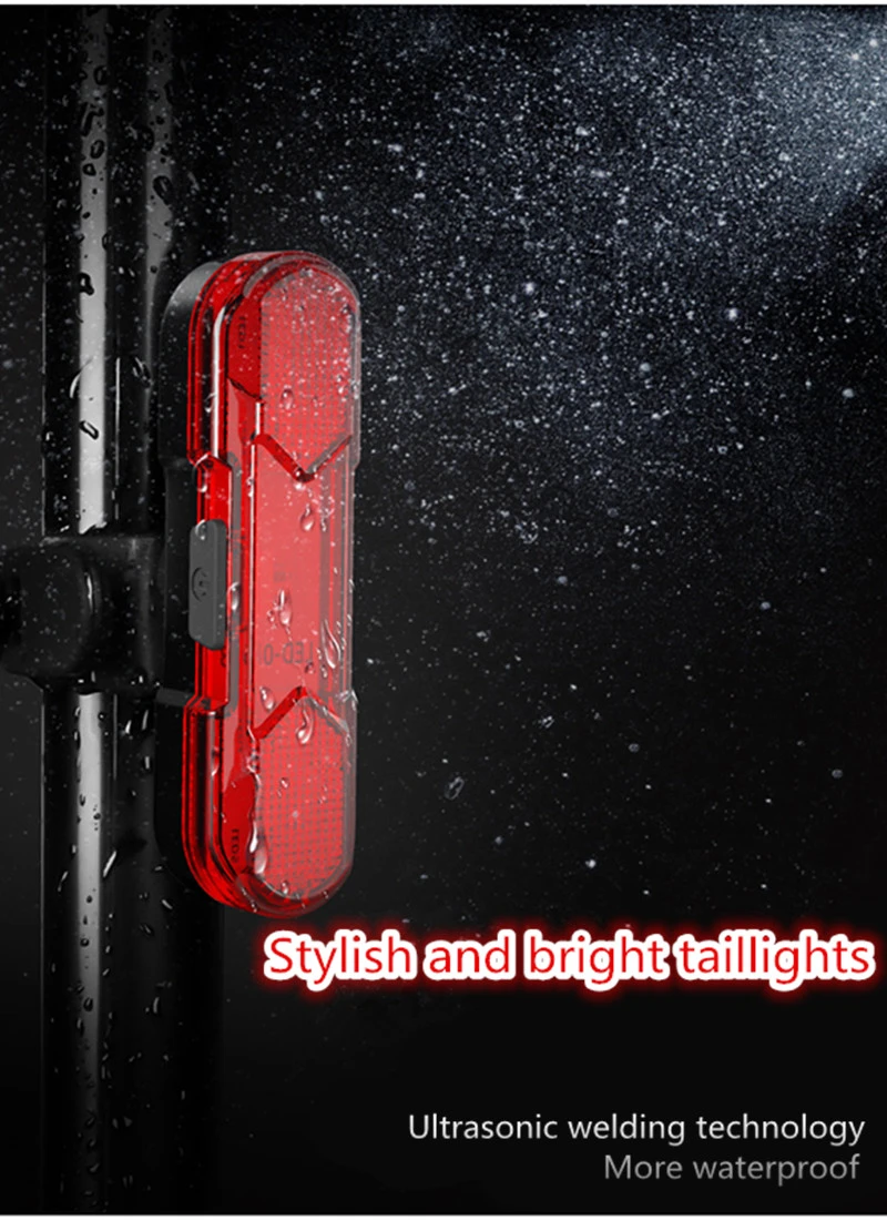 USB Rechargeable Bike Light Set Rear LED Bicycle Light  Mountain Bicycle Back Taillight Safety Lights