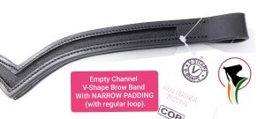 V-SHAPE HIGH QUALITY GENUINE LEATHER EMPTY CHANNEL BROW BANDS WITH SLIM PADDING