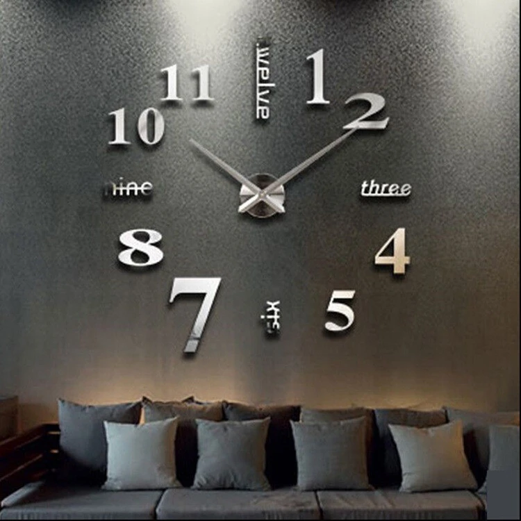 Wall Clocks DIY Large Wall Sticker Clock 3D Mirror Surface Sticker Home Office Decor Quartz Acrylic