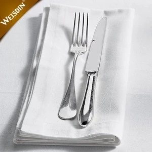 White 100% cotton embroidery logo wedding monogrammed table linen restaurant napkins with hemstitch