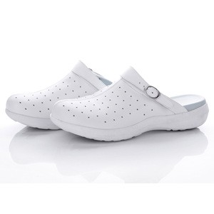 White leather hospital shoes lab shoes white shoes without laces