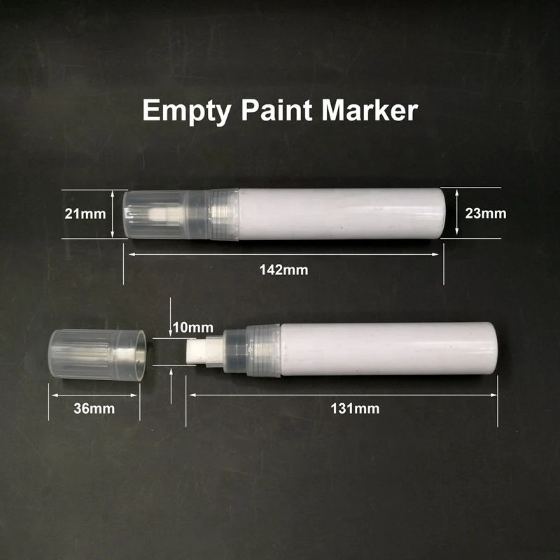 Wholesale 10MM Writing Width Flat Tip Refillable  Liquid Marker Empty Paint Pens Aluminum Tube Empty Pen