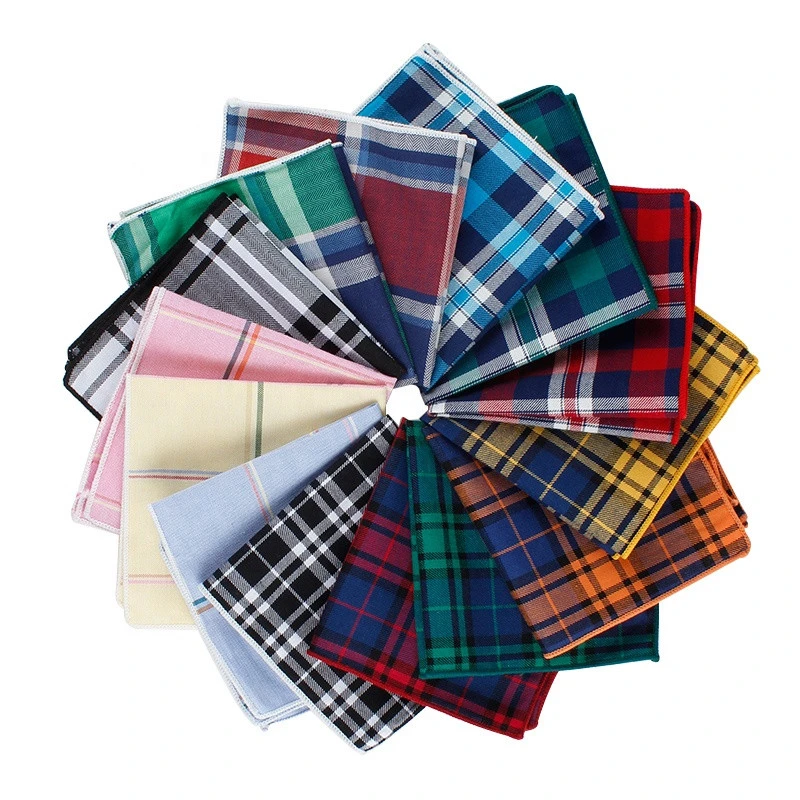 wholesale cheap checked pattern colorful 100% cotton handkerchief for men