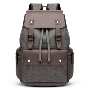wholesale custom vegan black washed unisex mens vintage canvas backpack