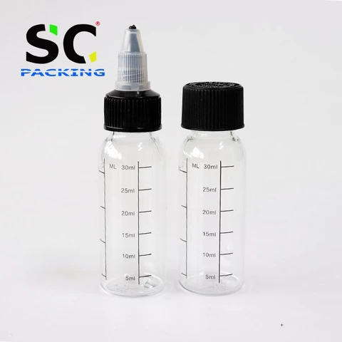 Wholesale empty  plastic e liquid 30ml bottle  black dropper  bottle e juice plastic bottle  with twist cap