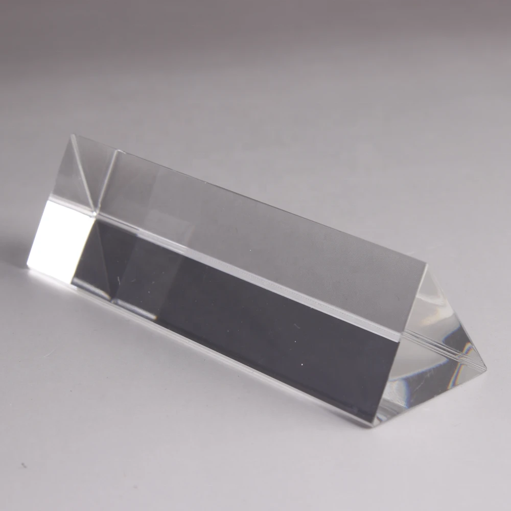 Wholesale Engraved Triangle Crystal Prism Paperweight Clear Optical Glass Triangular Prism For Sale