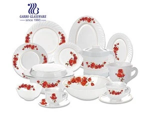 Wholesale Luxury Houseware Sets Wedding Dinner Tableware Dinnerware Set with Salad Plates  Opal Glass Tablewares 58pcs 72pcs