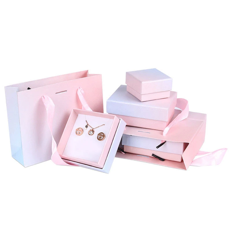 Wholesale Rainbow Cardboard Jewelry Boxes Square Jewelry Box With Lid Jewelry Packaging Box Paper