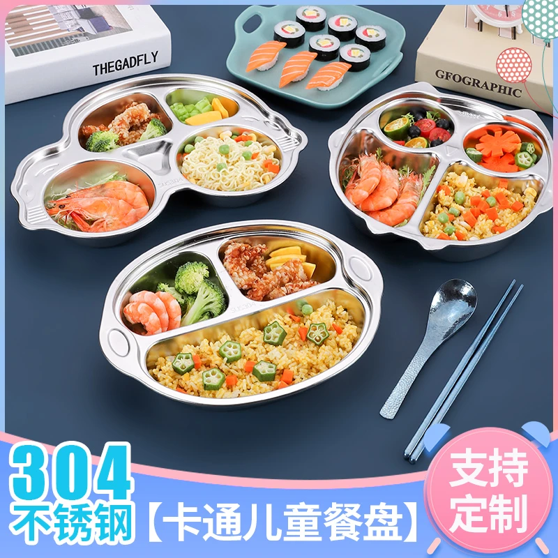 Wholesale Stainless Steel 18/10 Children Divided Compartments Platter/ Meal Plate / Kid Dinner Tray